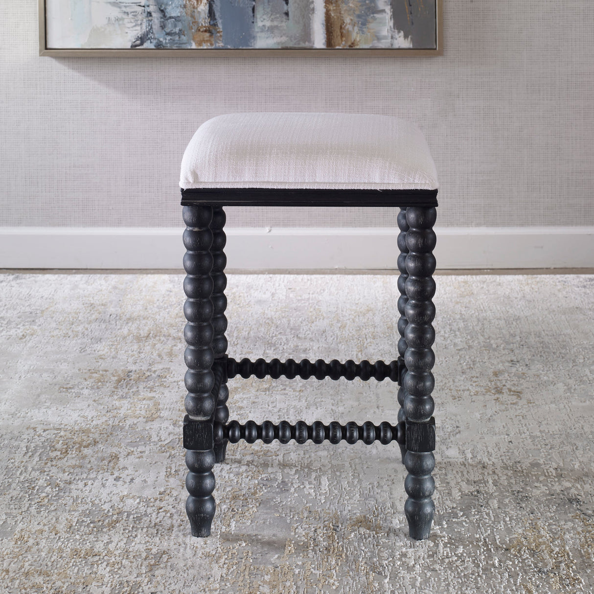 Uttermost Pryce Black Backless Counter Stool