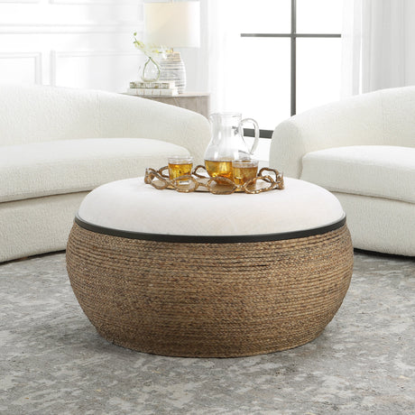 Uttermost Island Straw Storage Ottoman / Coffee Table