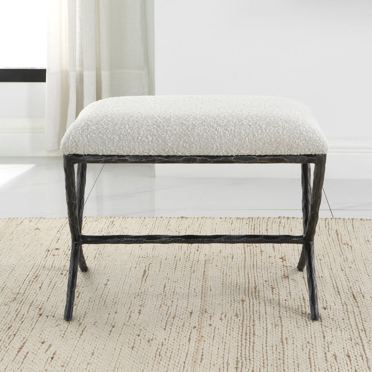 Brisby Gray Fabric Small Bench