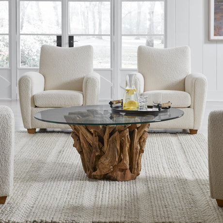 Uttermost Driftwood Glass Top Large Coffee Table