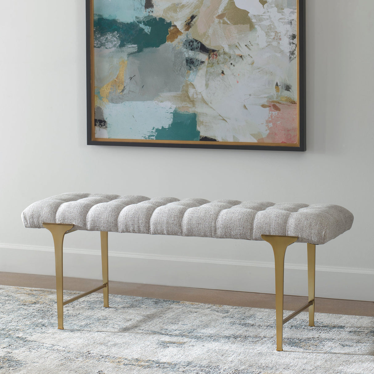 Imperial Upholstered Gray Bench