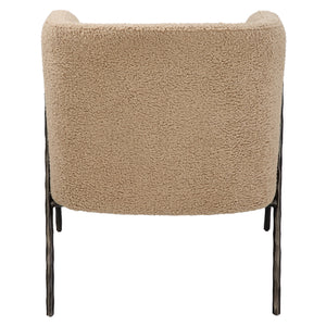 Jacobsen Tan Shearling Barrel Chair