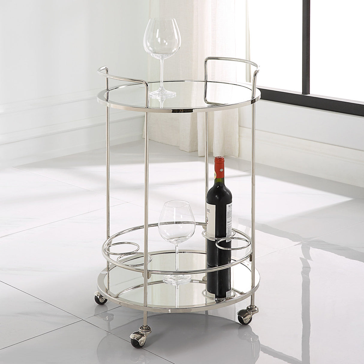 Uttermost Spritz Chrome Bar Cart