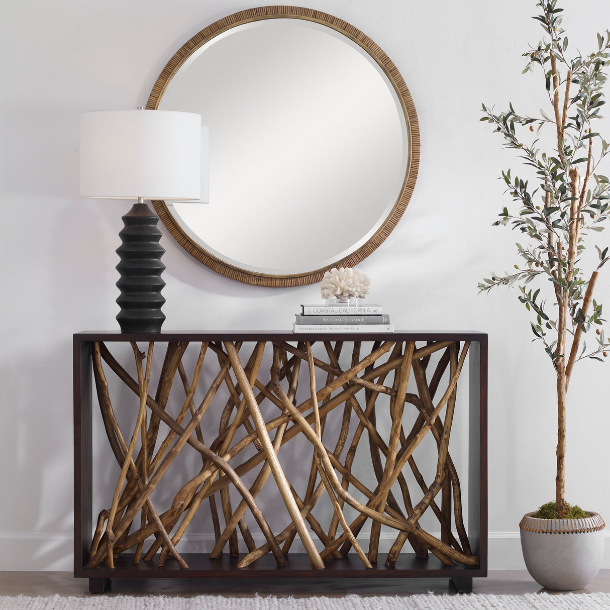 Uttermost Teak Maze Console Table