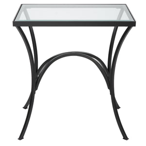 Uttermost Alayna Black Metal & Glass End Table