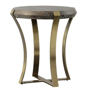 Unite Brass Leg Wood Side Table