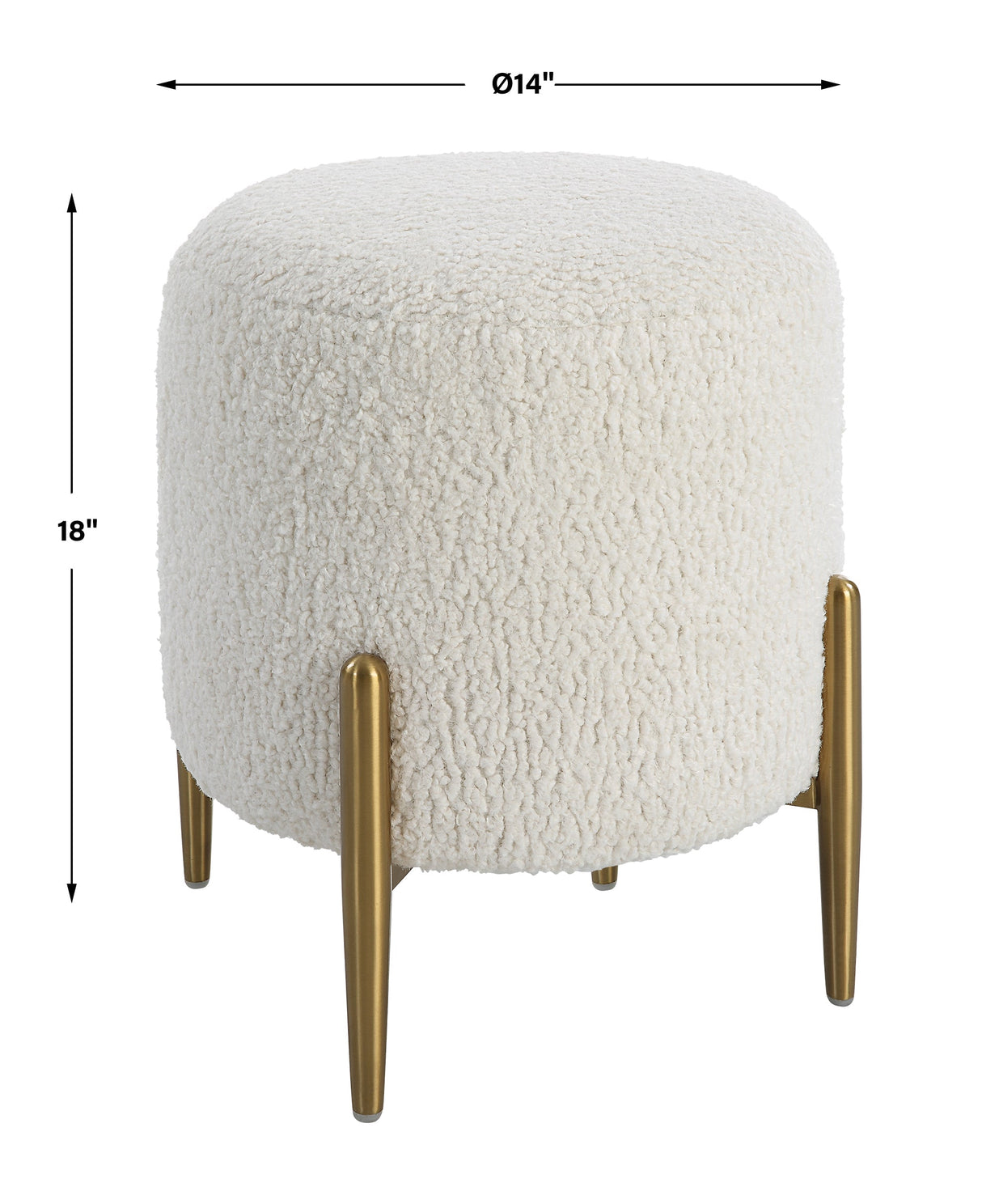 Arles White Shearling Brass Ottoman