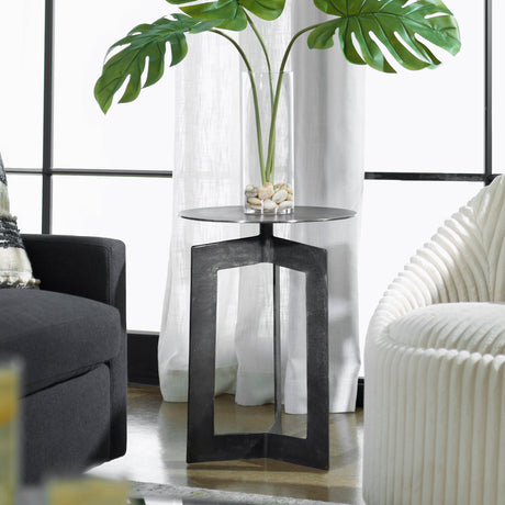 Uttermost Deltoid Gunmetal Accent Table