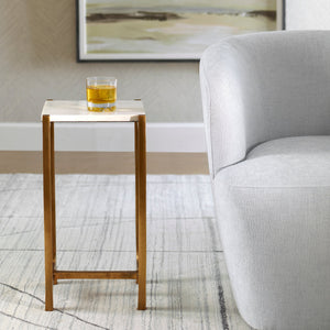 Affinity White Marble Accent Table