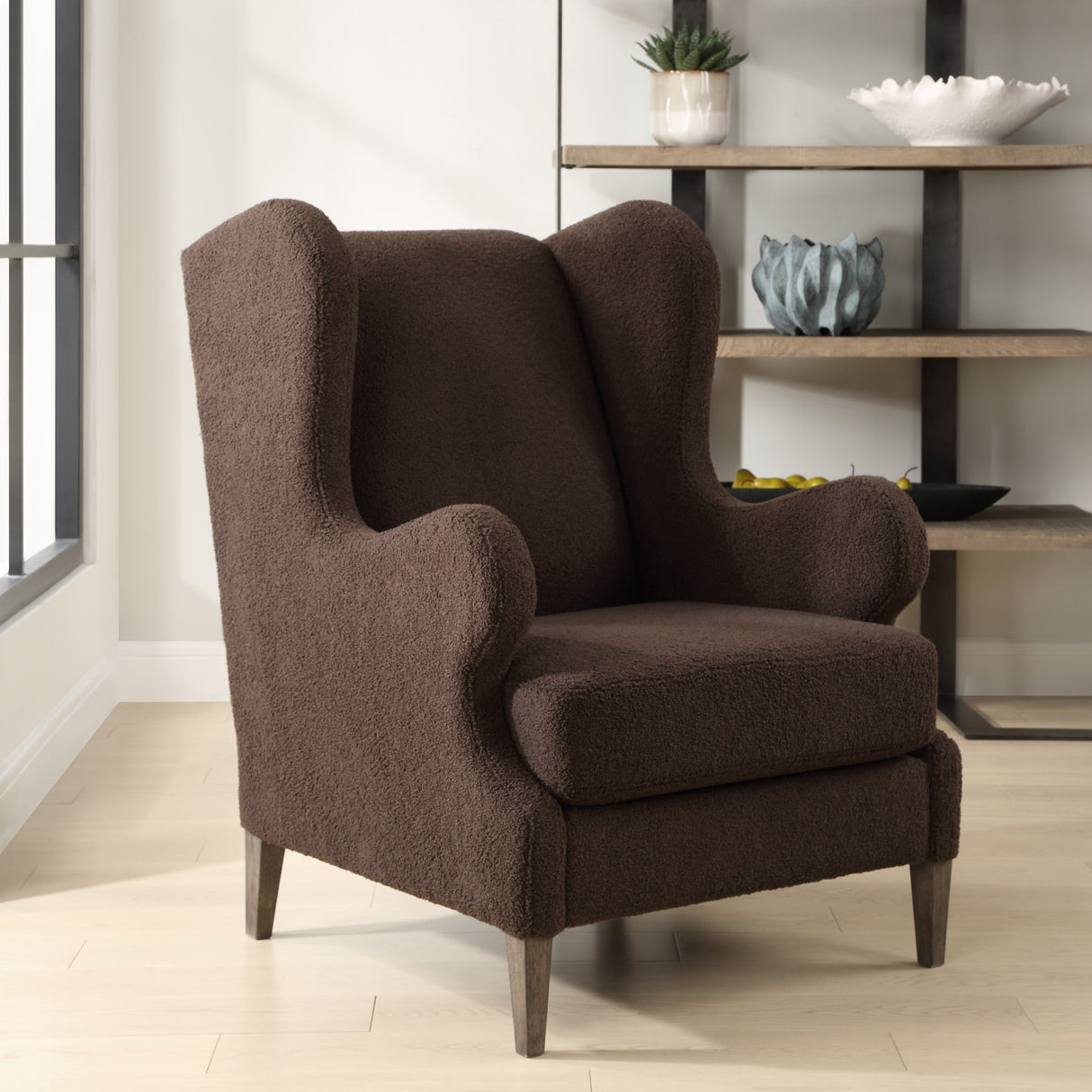 Serpentine Brown Fabric Accent Chair