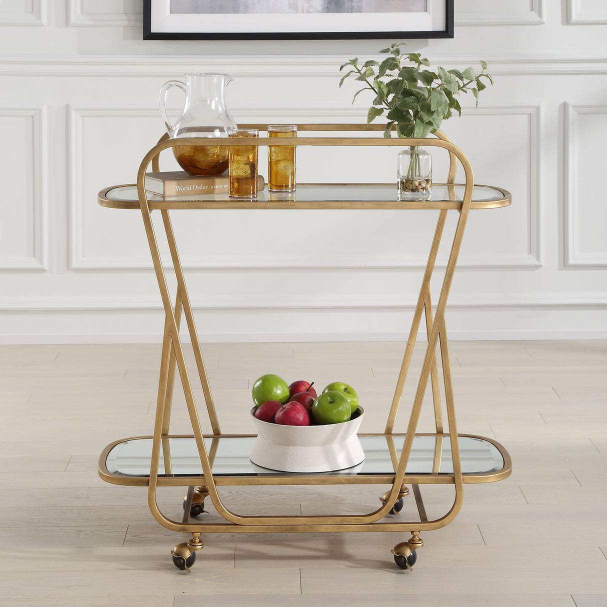 Swain Brass Serving Cart