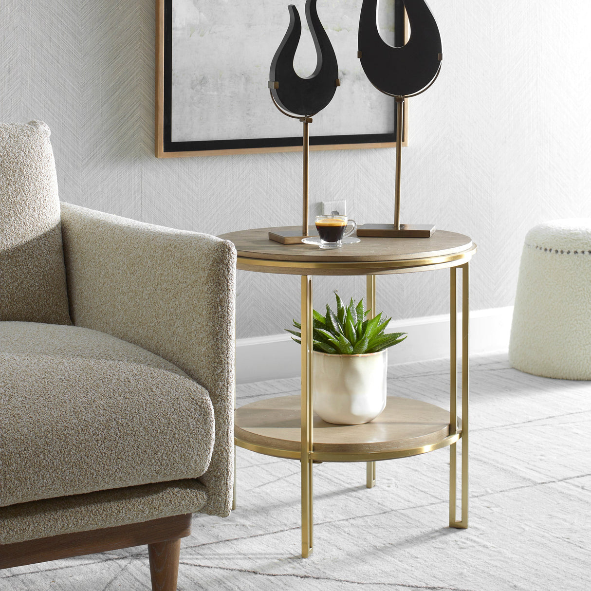 Elise Round Brass Side Table