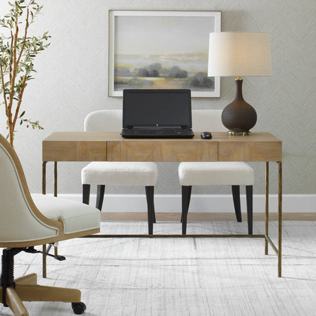 Aristotle Natuiral Wood Modern Desk