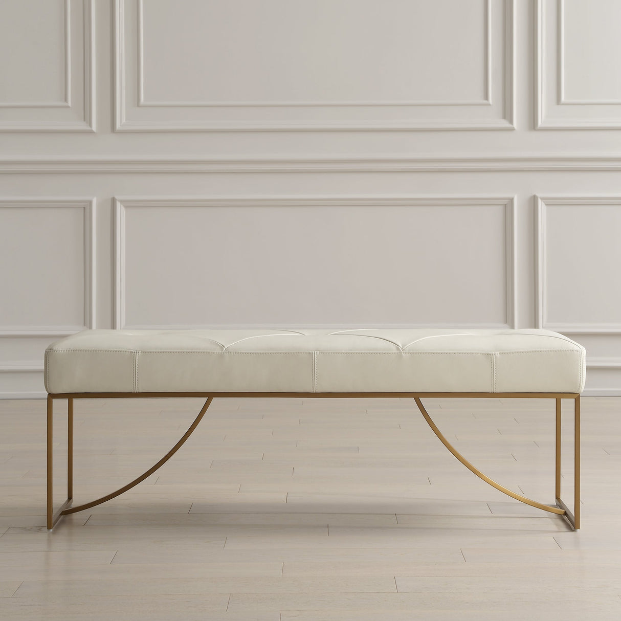 Swale Ivory Leather Bench