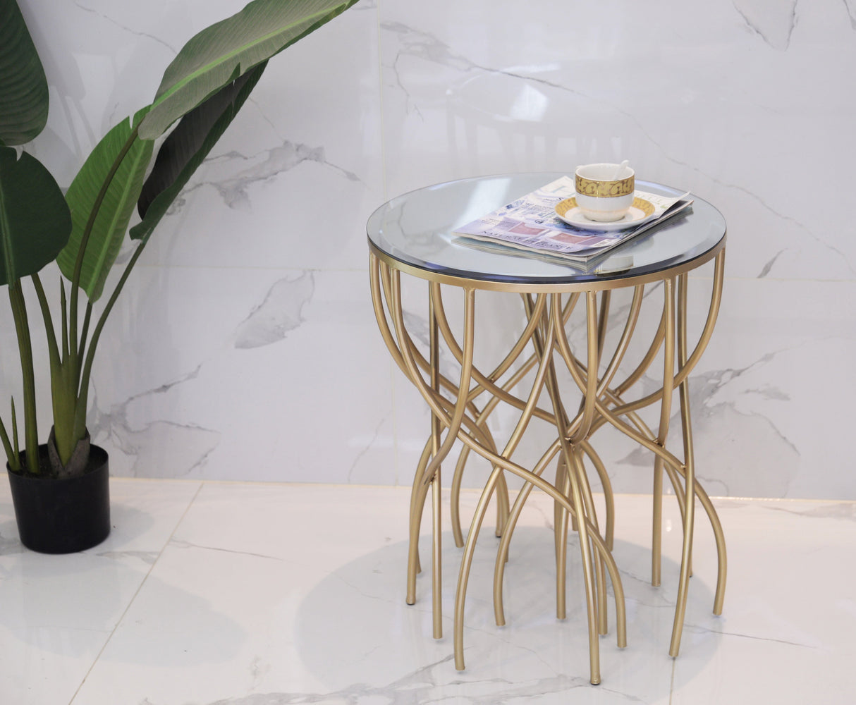 Melrose Gold Mirror Accent Table