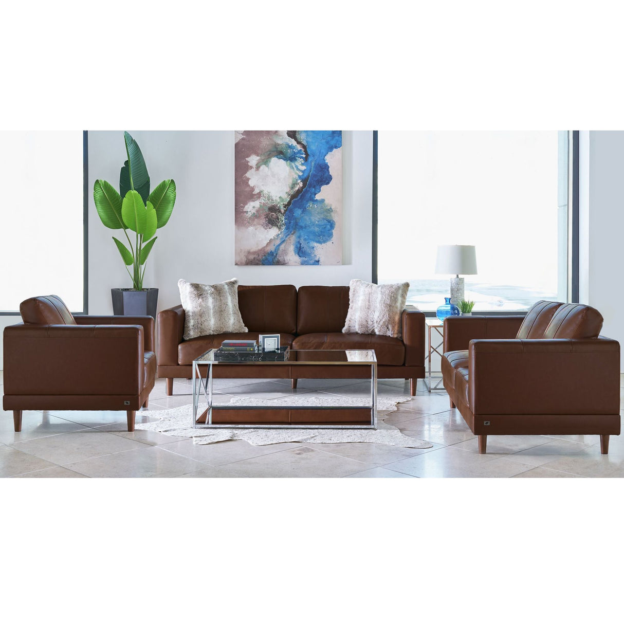 Hampton Leather Fiero Chestnut 1 Seater Chair