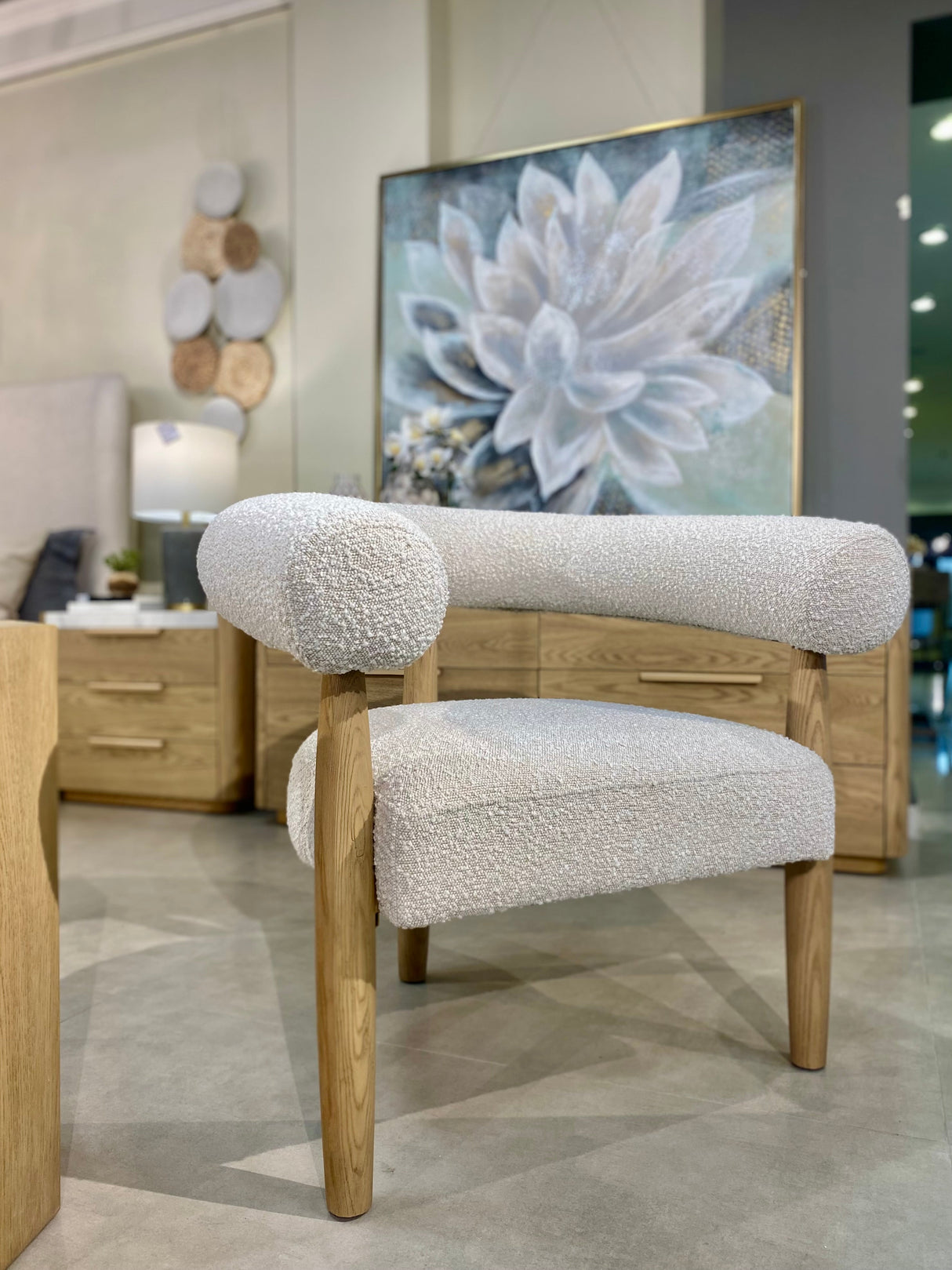 Snow Linen Beige Accent Chair