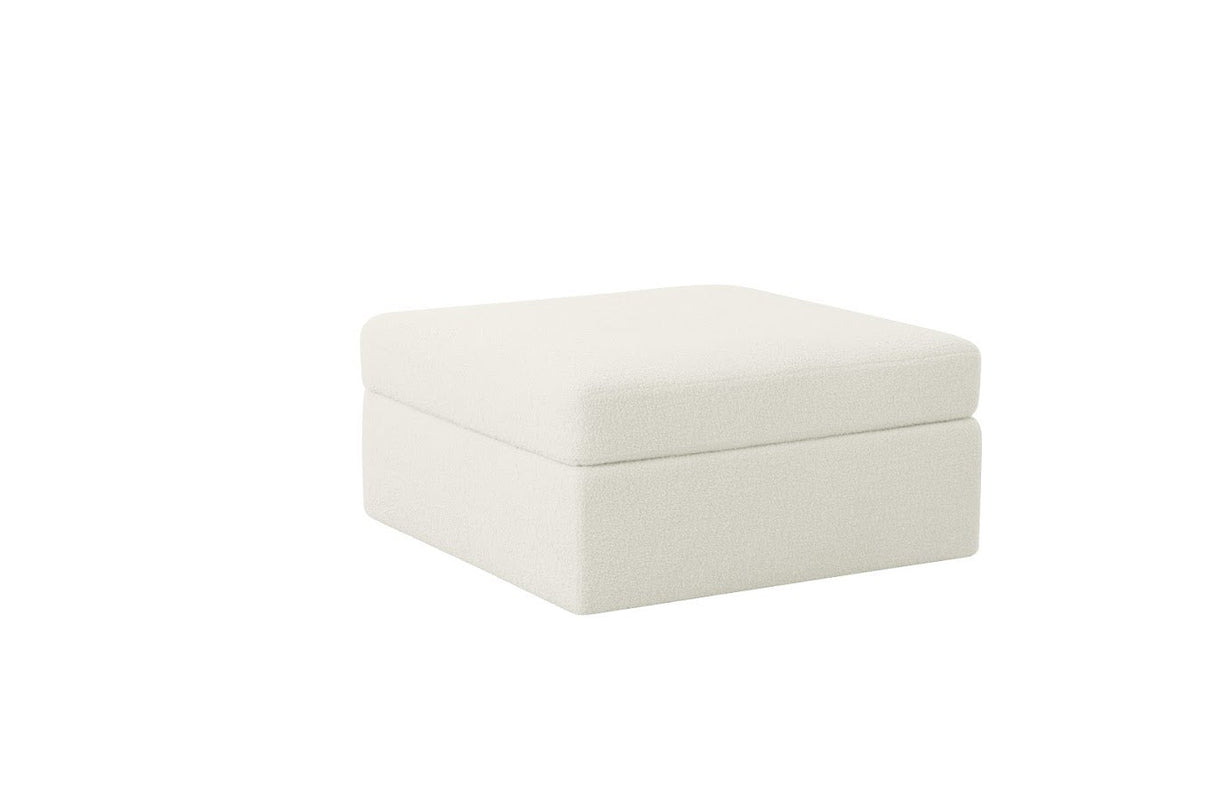 Teddy white boucle ottoman