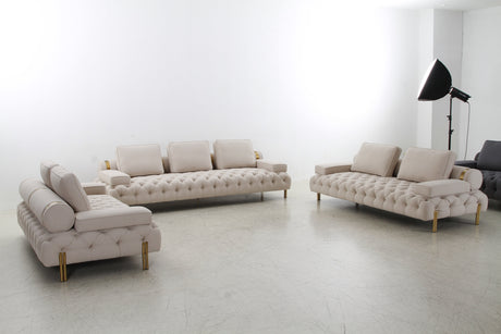 Tufting Tan 4 Seater Sofa