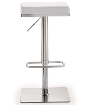 Bari White Stainless Steel Adjustable Barstool