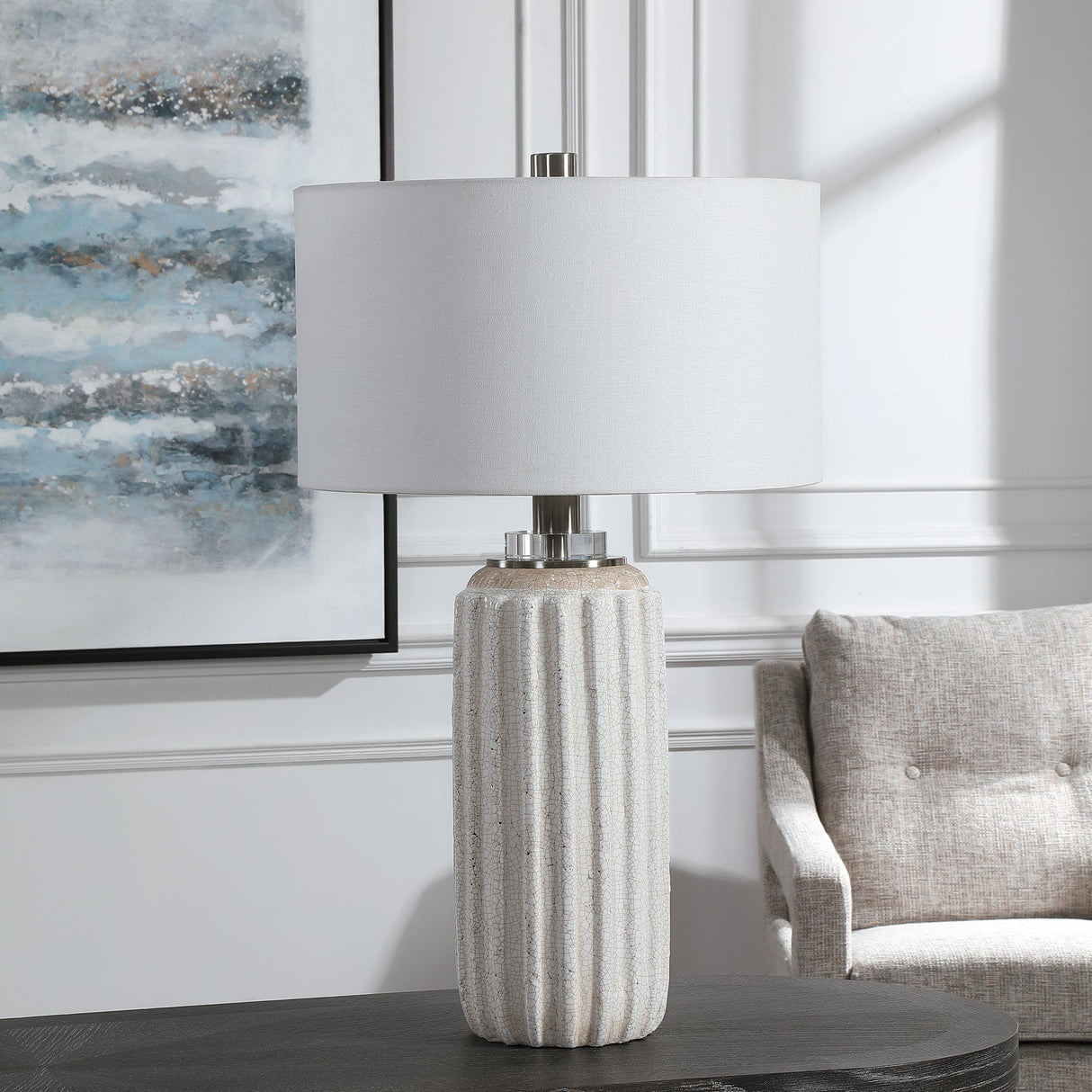 Azariah White Crackle Table Lamp