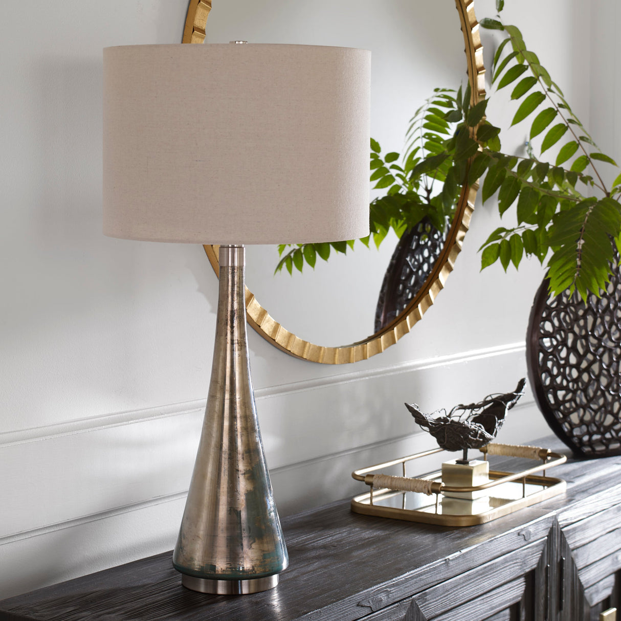 Contour Metallic Glass Table Lamp