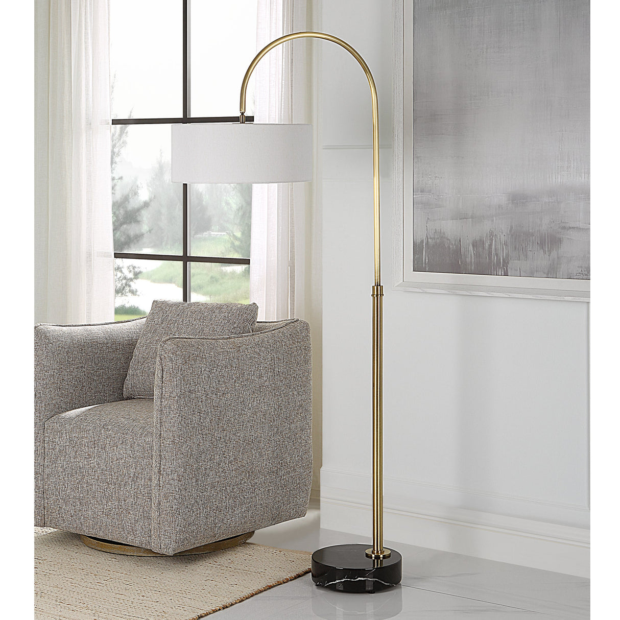 Huxford Brass Arch Floor Lamp