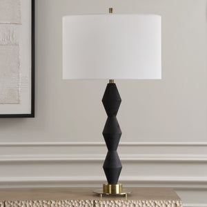 Threefold Black Stone Table Lamp