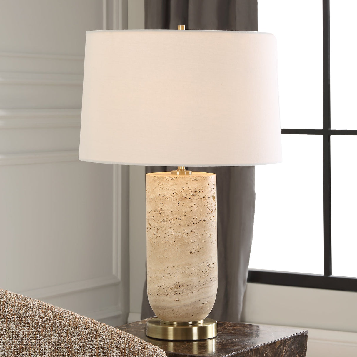 Aubrey Travertine Table Lamp