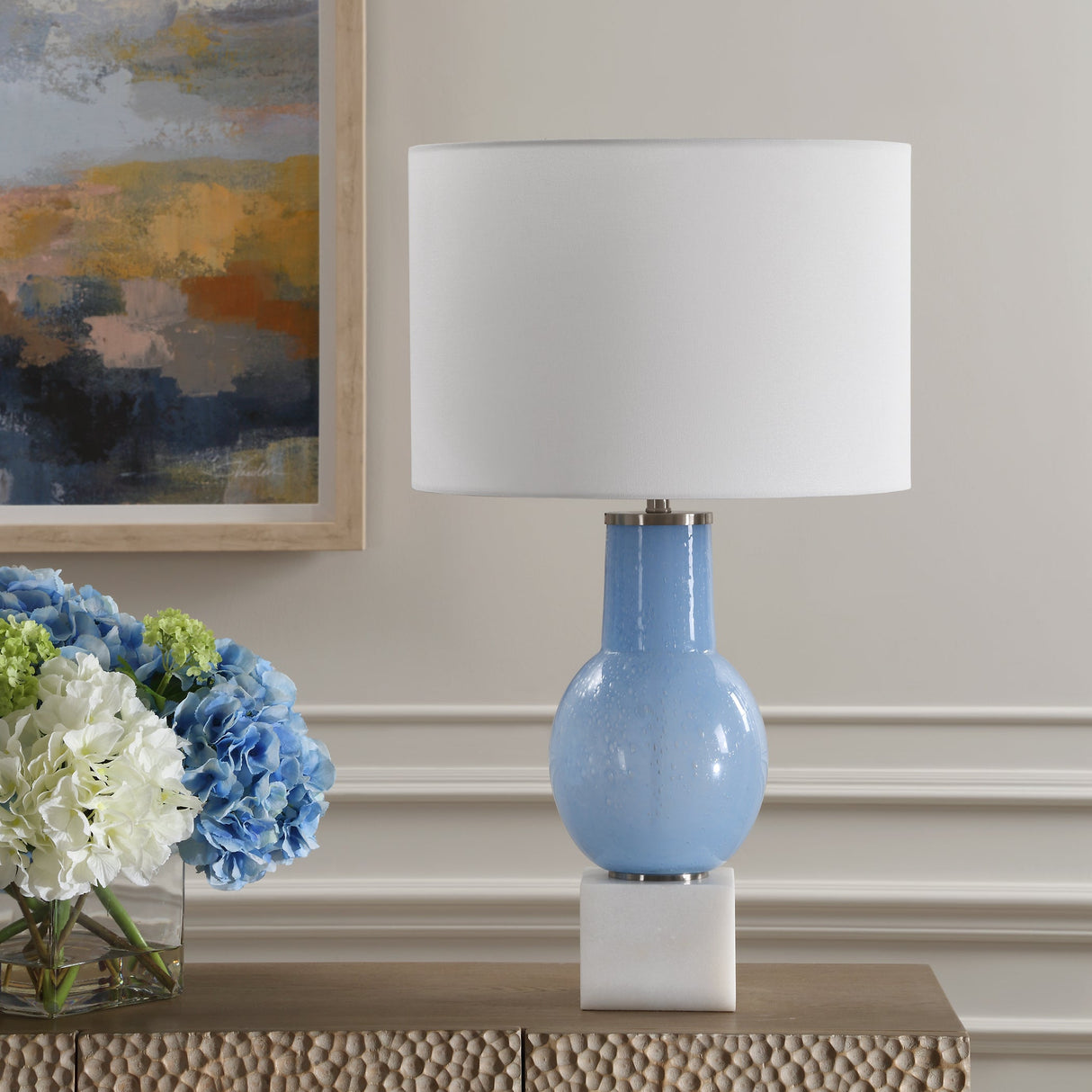 Clear Sky Blue Glass Table Lamp