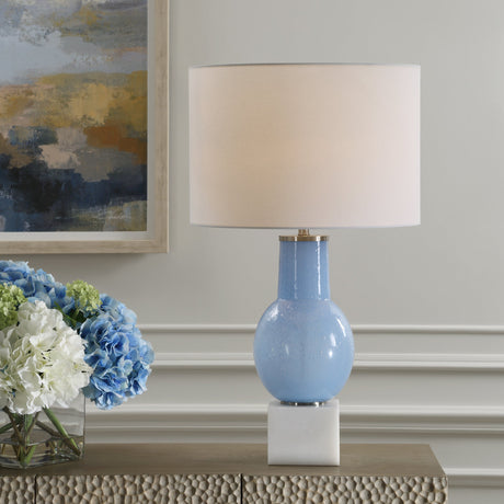 Clear Sky Blue Glass Table Lamp