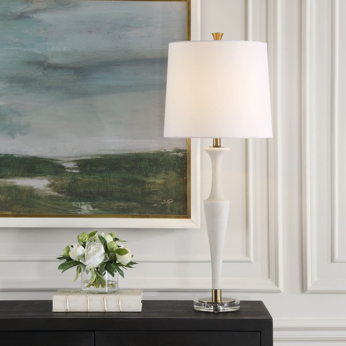 Colette White Stone Table Lamp