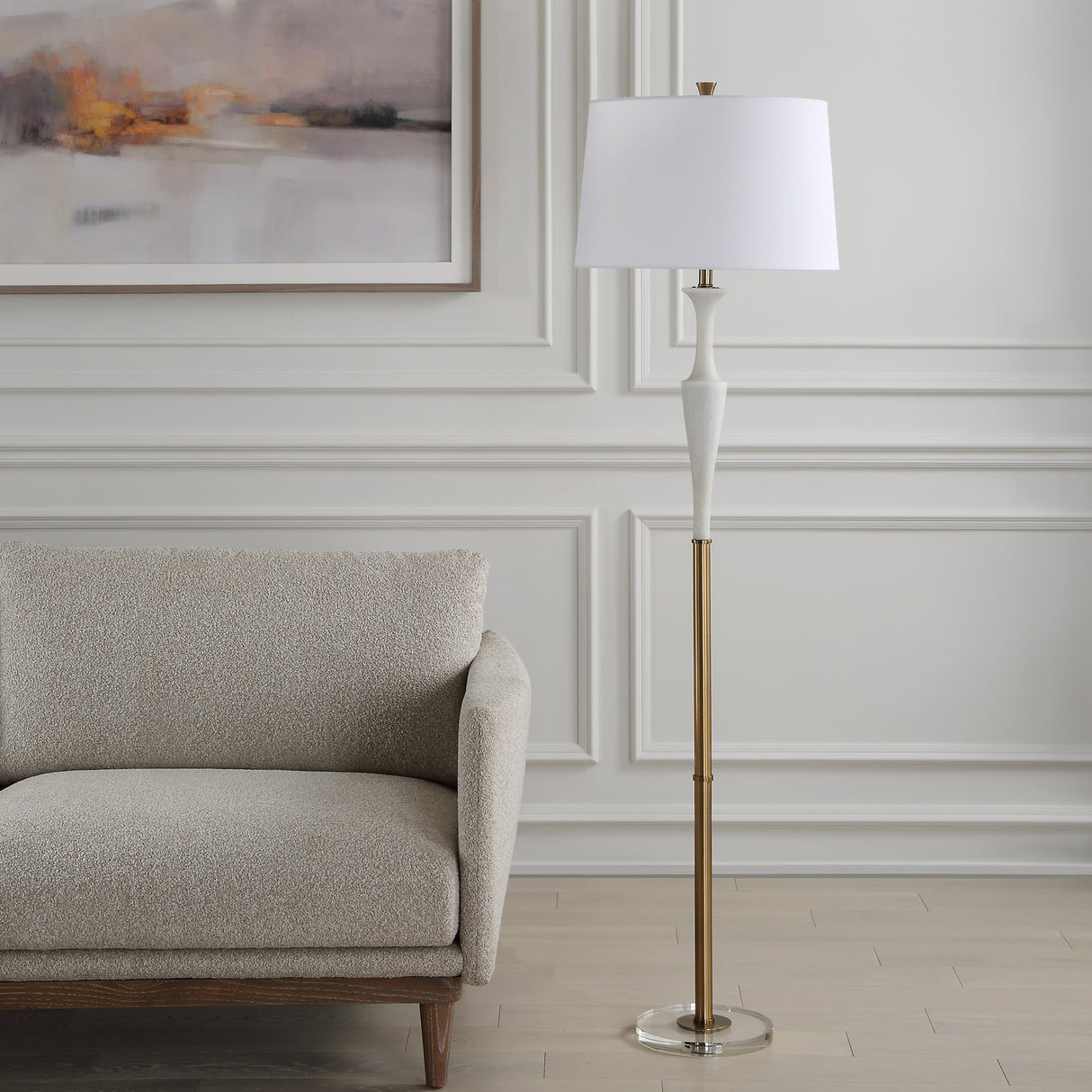 Colette White Stone Floor Lamp