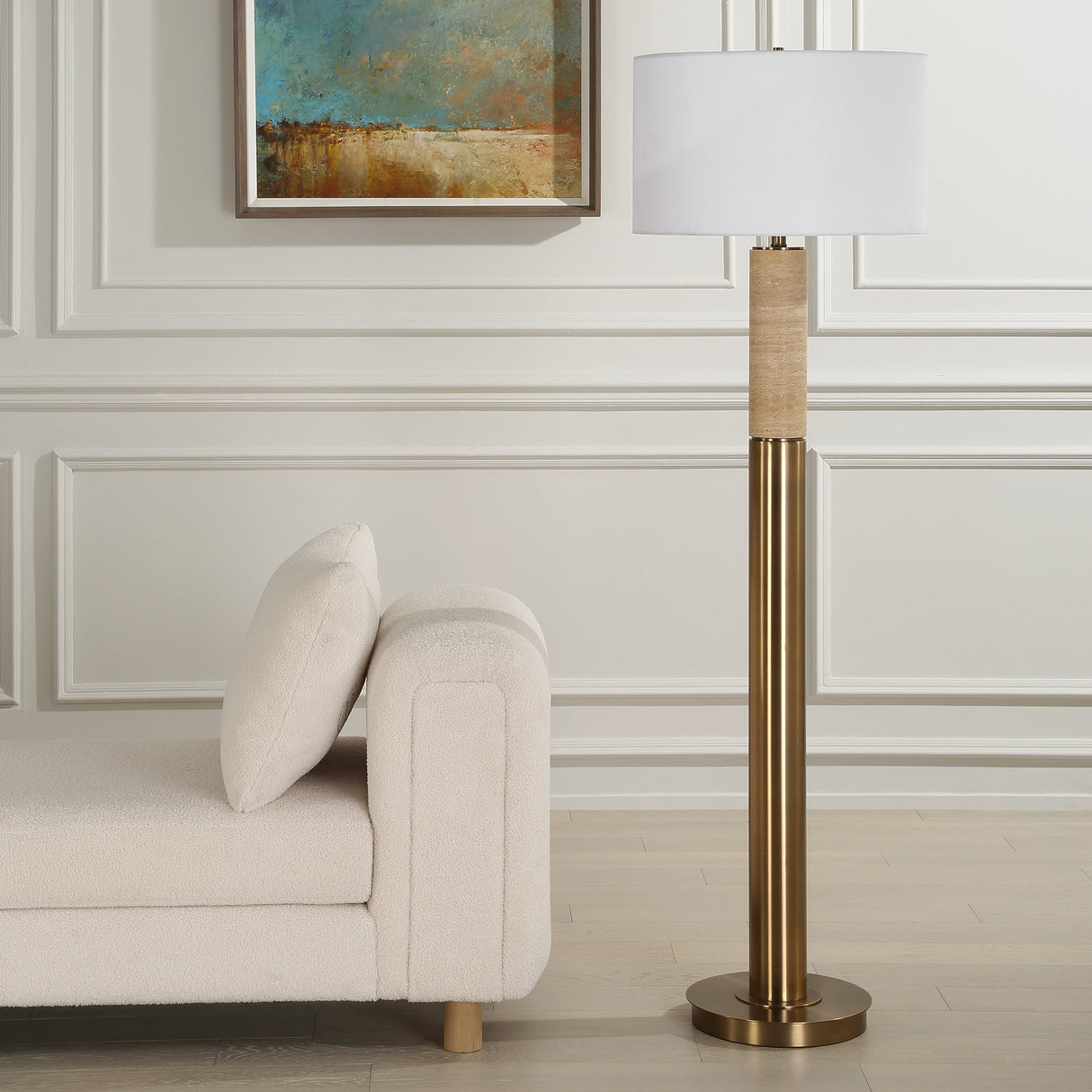 Knox Travertine Floor Lamp