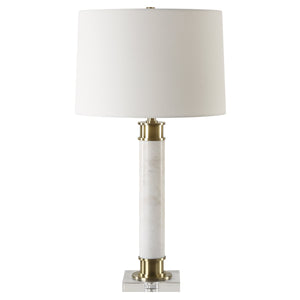 Plinth White Marble Table Lamp