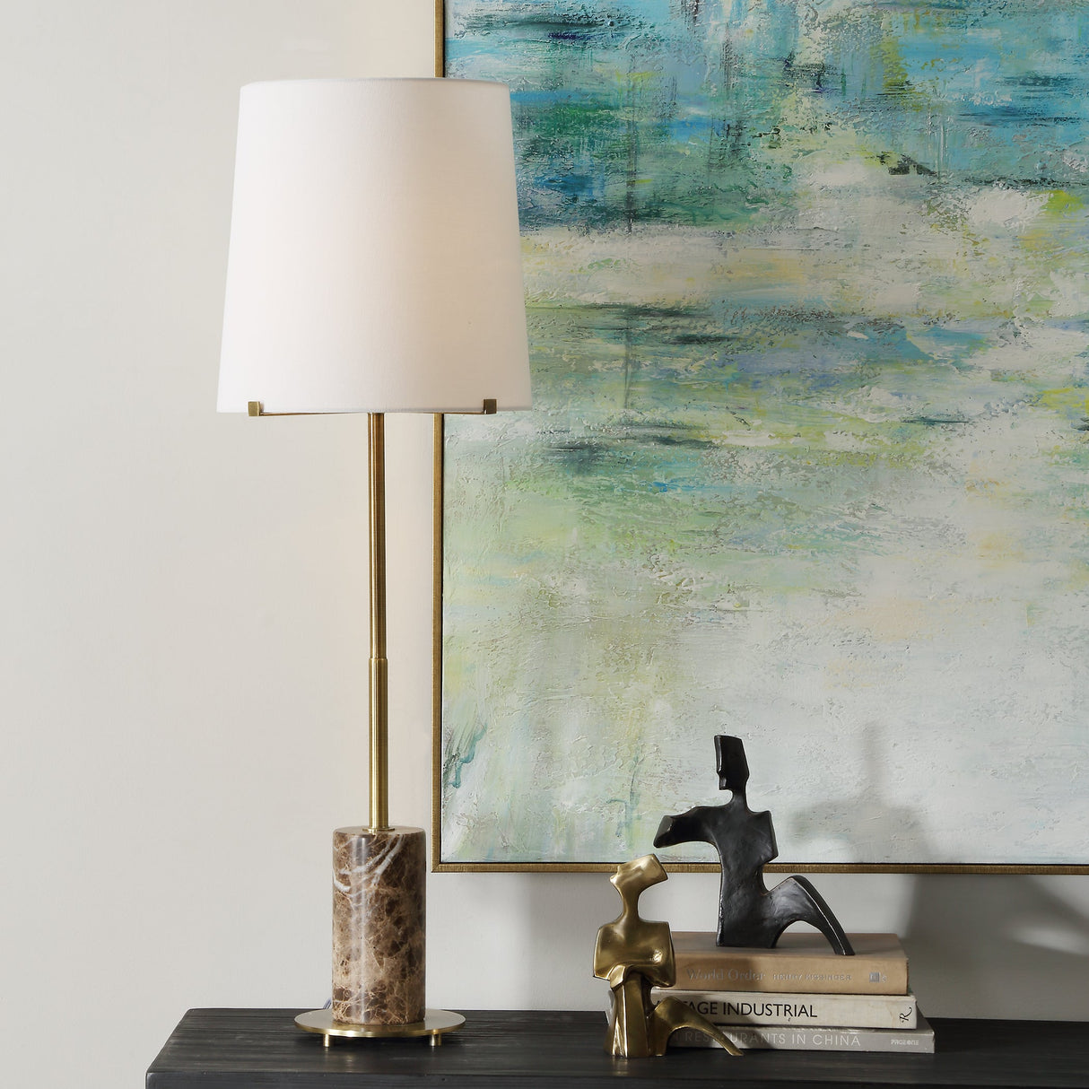 Sepia Brown Marble Buffet Lamp