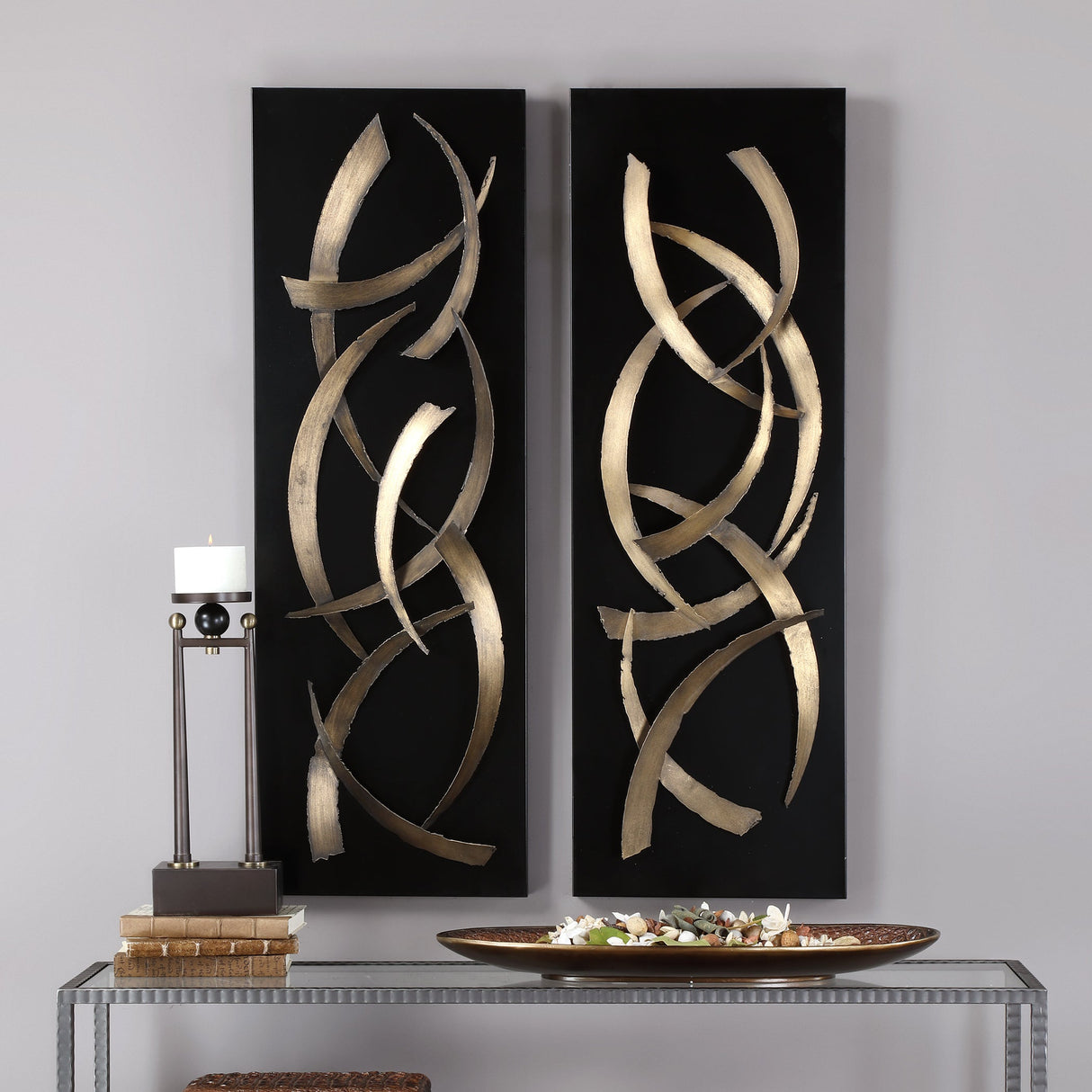 Brushstrokes Metal Wall Panels, S/2