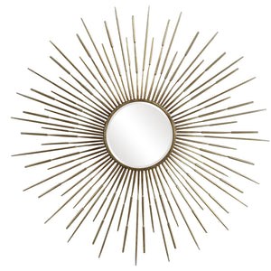 Golden Rays Round Mirror