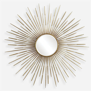 Golden Rays Round Mirror