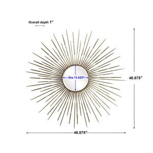 Golden Rays Round Mirror