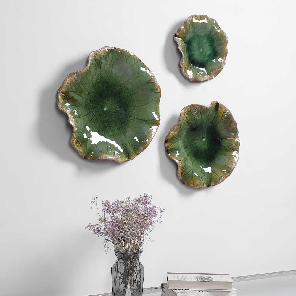 Abella Green Ceramic Wall Decor, S/3