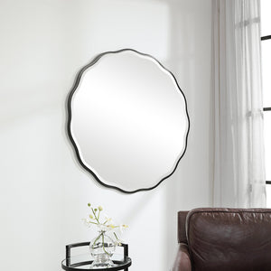 Aneta Black Round Mirror