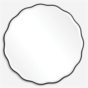 Aneta Black Round Mirror