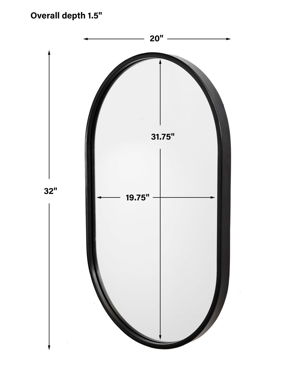 Varina Black Oval Mirror