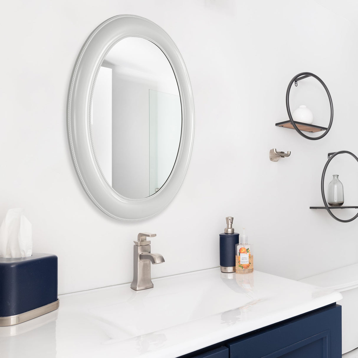 Ovel white mirror ,73cm