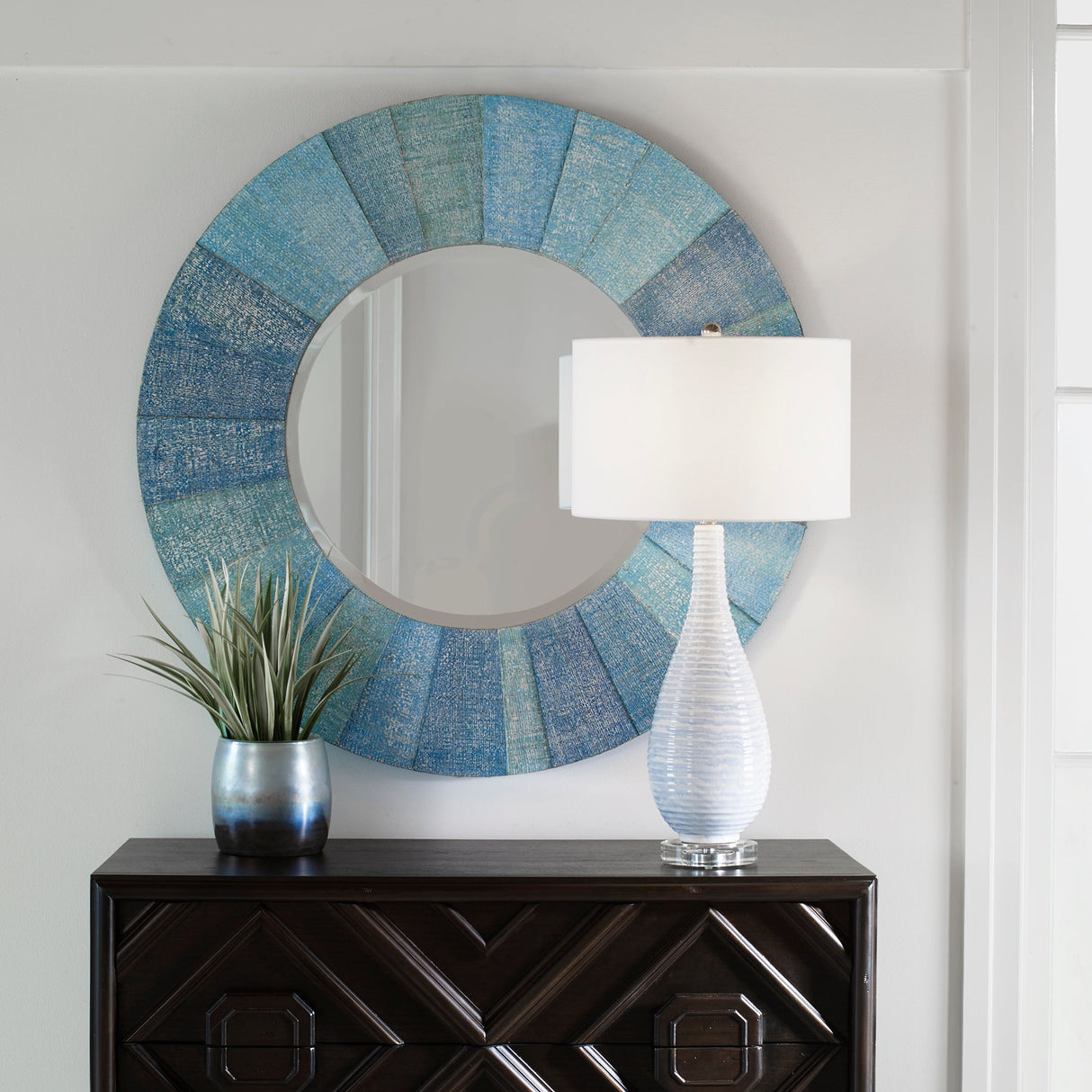 Uttermost Isle Aqua Round Mirror