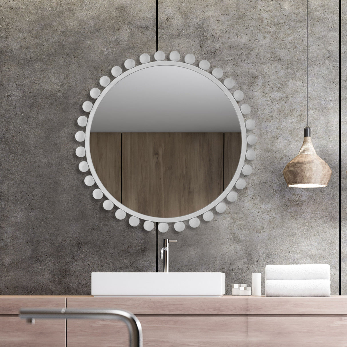 Uttermost Cyra White Round Mirror