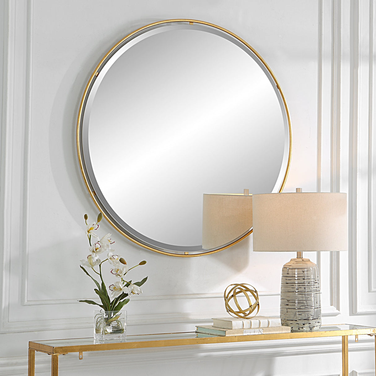 Canillo Round Mirror, Gold