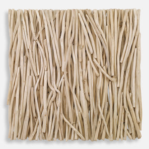 Gathered Teak Square Wood Wall Decor, Bleached