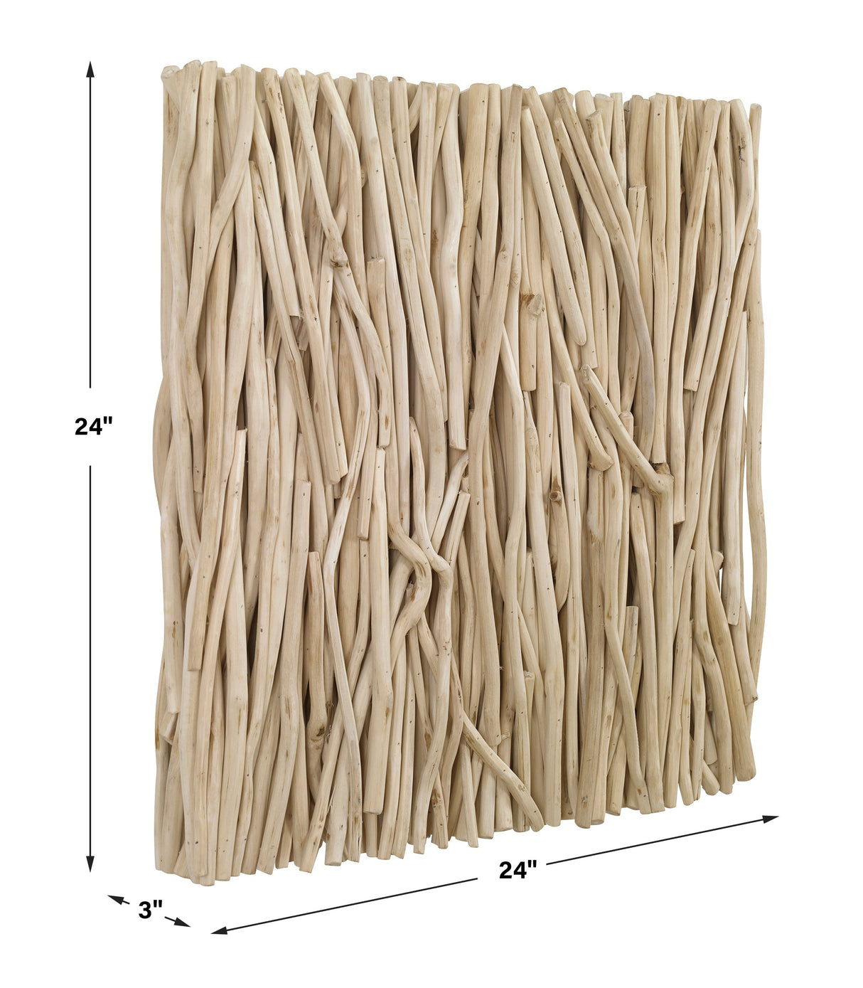 Gathered Teak Square Wood Wall Decor, Bleached